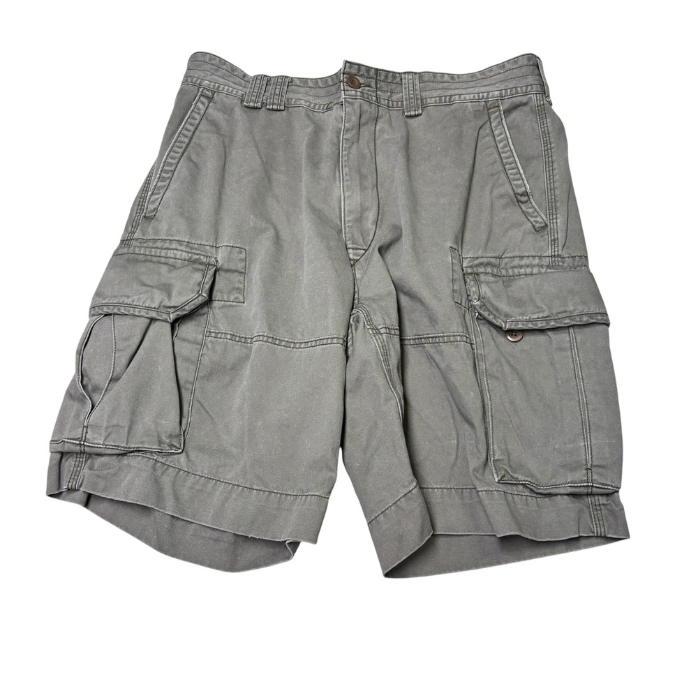 VTG Polo Ralph Lauren Mens Gray Cotton Chino Cargo Shorts Size 35X10 Classic Fit